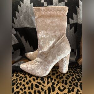 New J. Adams Crushed Velvet Cream Boots